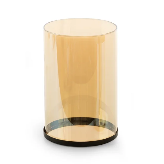 Świecznik dekoracyjny MIRA z metalu ze szklanym kloszem - ∅ 12 x 18 cm - złoty