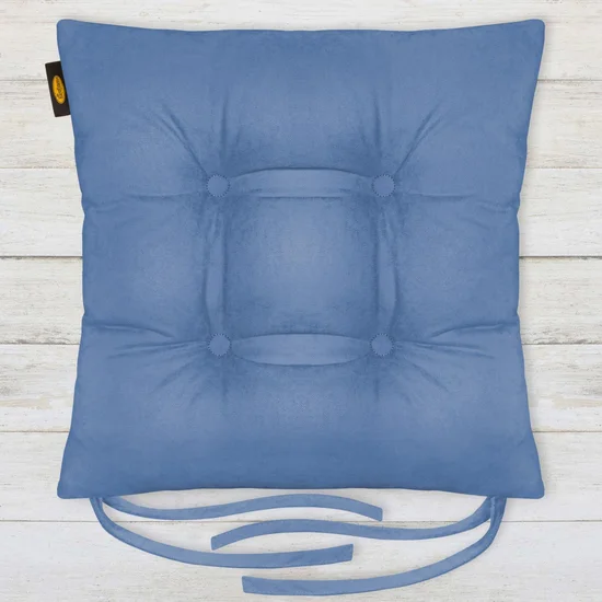 ADORE dwustronna welurowa poduszka siedziskowa na krzesło z czterema pikowaniami, gramatura 195 g/m2 - 40 x 40 x 8 cm - niebieski
