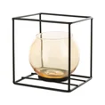 Świecznik dekoracyjny  szklana kula w metalowej ramie - 13.5 x 13.5 x 13.5 cm - czarny 2
