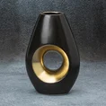 Wazon ceramiczny MIRA z otworem czarno-złoty - 17 x 8 x 25 cm - czarny 1