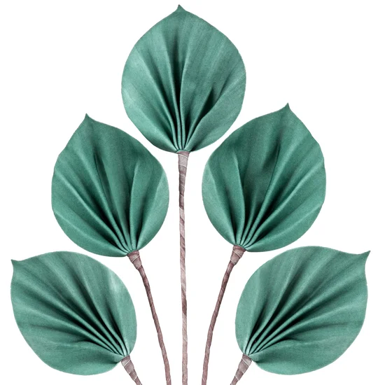 Gałązka z liśćmi z pianki foamiran - 76 cm - turkusowy