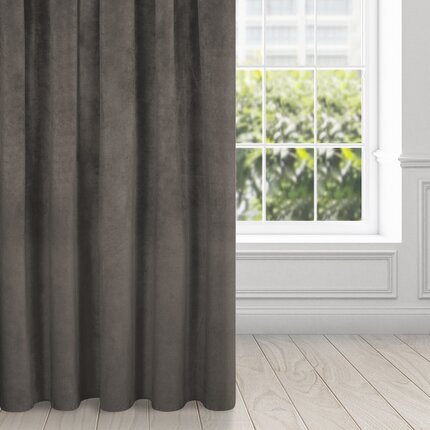DIVA LINE Zasłona RIA z miękkiego welwetu o aksamitnej strukturze, gramatura 300 g/m2 140 x 270 cm grafitowy taśma/tunel/żabki