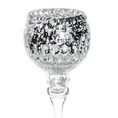Świecznik szklany VENICE na wysmukłej nóżce ze srebrzystym kielichem o marmurkowej strukturze - ∅ 13 x 35 cm - biały 4