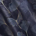 Zasłona GINKO z miękkiego welwetu z nadrukiem liści miłorzębu - 140 x 250 cm - grafitowy 7