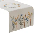 Bieżnik z grubszej tkaniny gobelinowej z nicią szenilową z motywem polnych kwiatów - 40 x 100 cm - naturalny 3