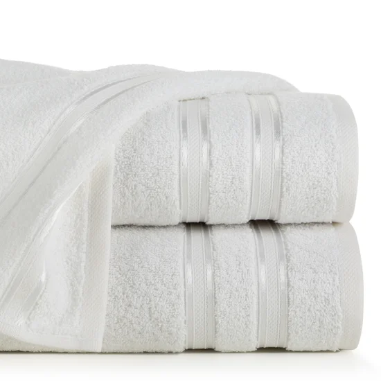 Ręcznik MANOLA z bordiurą podkreśloną żakardowymi paseczkami - 50 x 90 cm - biały