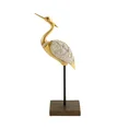 Figurka dekoracyjna czapla zdobiona srebrno-złota - 15 x 7 x 34 cm - złoty 1