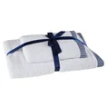 Komplet 2 szt ręczników KOS z  ozdobną żakardową bordiurą w paseczki - 36 x 25 x 12 cm - biały 1