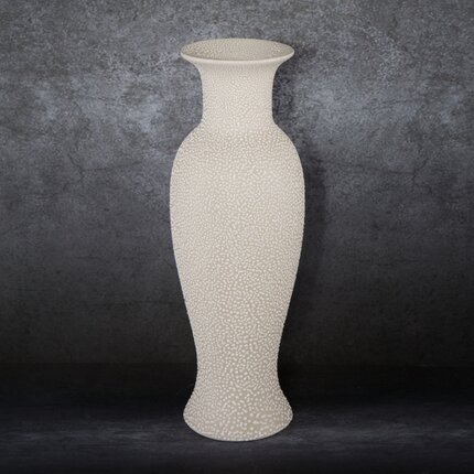 Zdjęcia - Figurka / świecznik Wazon ceramiczny RISO z efektem rosy 14 x 14 x 40 cm kremowy