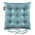 Dwustronna welwetowa poduszka siedziskowa na krzesło z dziewięcioma pikowaniami, gramatura 260 g/m2 - 40 x 40 x 6 cm - morski 2