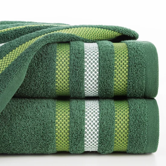 EUROFIRANY CLASSIC Ręcznik bawełniany GRACJA z ozdobną bordiurą w pasy - 30 x 50 cm - butelkowy zielony