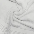 Ręcznik KAMELA bawełniany z bordiurą z geometrycznym ornamentem utkanym srebrną nicią - 50 x 90 cm - biały 5