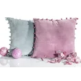 Poszewka ALISA  z miękkiej tkaniny bawełnianej z pomponikami na brzegach - 45 x 45 cm - fioletowy 3