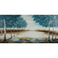 Obraz HORIZON ręcznie malowany na płótnie - 150 x 75 cm - niebieski 1