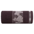 Ręcznik ISABEL z żakardową bordiurą zdobioną kwiatowym motywem - 50 x 90 cm - ciemnofioletowy 3