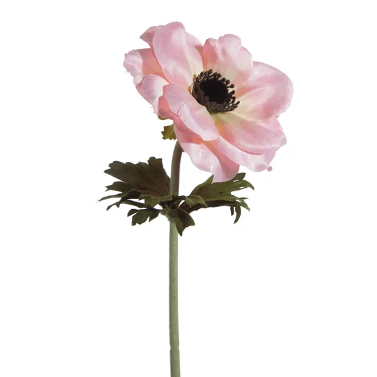 ANEMON kwiat sztuczny dekoracyjny z płatkami z jedwabistej tkaniny - 53 cm - jasnoróżowy