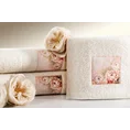 Ręcznik ELLA z kwiatową aplikacją - 70 x 140 cm - kremowy 4