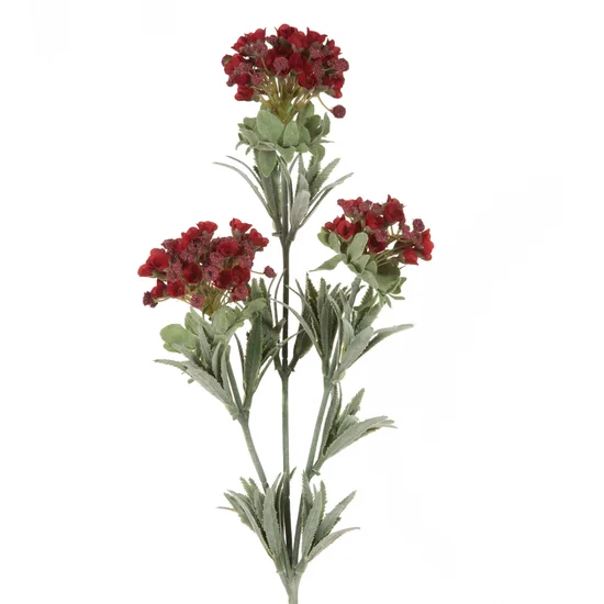 WERBENA kwiat sztuczny dekoracyjny z płatkami z jedwabistej tkaniny - ∅ 7 x 77 cm - czerwony