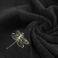 Ręcznik z błyszczącym haftem w kształcie ważki na szenilowej bordiurze - 70 x 140 cm - czarny 5