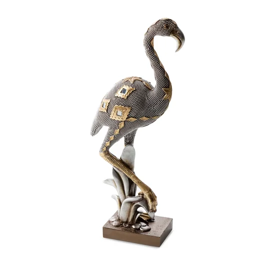 Flaming figurka ceramiczna srebrno-złota - 15 x 8 x 36 cm - srebrny