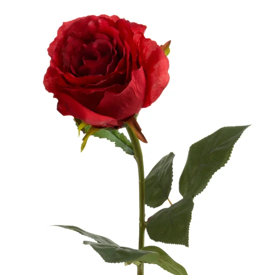 RÓŻA kwiat sztuczny dekoracyjny z płatkami z jedwabistej tkaniny - ∅ 7 x 63 cm - czerwony