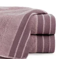 Ręcznik PATI  70X140 cm utkany w miękkie pasy i podkreślony żakardową bordiurą liliowy - 70 x 140 cm - liliowy 1
