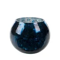 Świecznik VERRE ze szkła artystycznego z marmurkową fakturą - ∅ 10 x 8 cm - granatowy 1