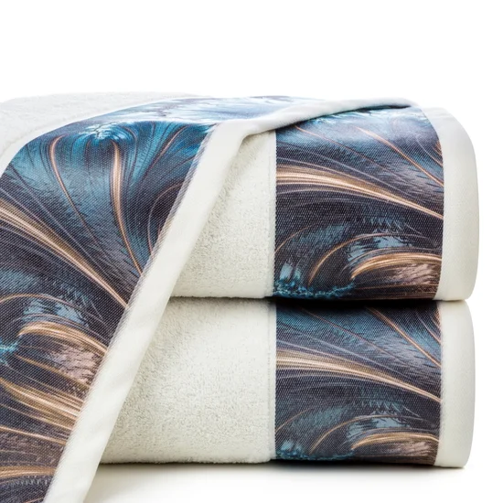 EWA MINGE Ręcznik CHIARA z bordiurą zdobioną fantazyjnym nadrukiem - 50 x 90 cm - kremowy