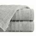Ręcznik ROMEO z bawełny podkreślony bordiurą tkaną  w wypukłe paski - 70 x 140 cm - stalowy 1