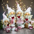 Figurka świąteczna DOLL elf w zimowym stroju z miękkich tkanin - 13 x 12 x 63 cm - różowy 3