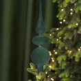 Szpic choinkowy szklany o matowej welwetowej powierzchni - 9 x 9 x 31 cm - zielony 1