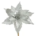 Świąteczny kwiat dekoracyjny z welwetu - 25 cm - srebrny 2