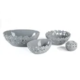 Misa ceramiczna SABRINA dekorowana kwiatowym zdobieniem i kryształkami ażurowa - ∅ 24 x 10 cm - stalowy 2