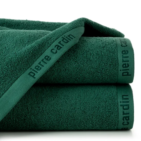 PIERRE CARDIN Ręcznik EVI w odcieniu butelkowej zieleni z żakardową bordiurą - 70 x 140 cm - butelkowy zielony