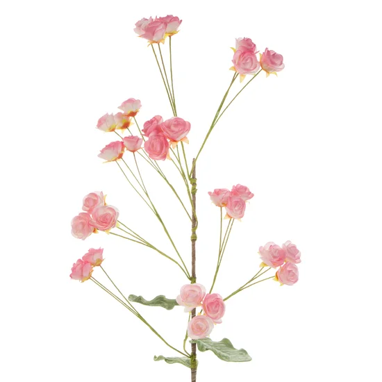 RÓŻYCZKI gałązka, kwiat sztuczny dekoracyjny z pianki foamiran - ∅ 3 x 92 cm - różowy