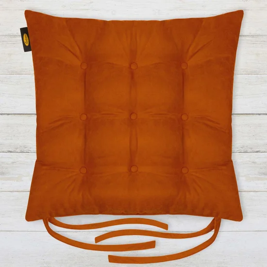 ADORE dwustronna welurowa poduszka siedziskowa na krzesło z dziewięcioma pikowaniami, gramatura 195 g/m2 - 40 x 40 x 6 cm - ceglasty