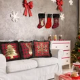 Skarpeta świąteczna MARGIE ze śnieżynką ze złotych cekinów i futerkiem na brzegach - 50 cm - czerwony 2
