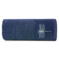 Ręcznik z błyszczącym haftem w kształcie ważki na szenilowej bordiurze - 70 x 140 cm - granatowy 3