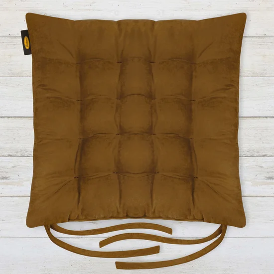 ADORE dwustronna welurowa poduszka siedziskowa na krzesło z szesnastoma pikowaniami, gramatura 195 g/m2 - 40 x 40 x 6 cm - jasnobrązowy