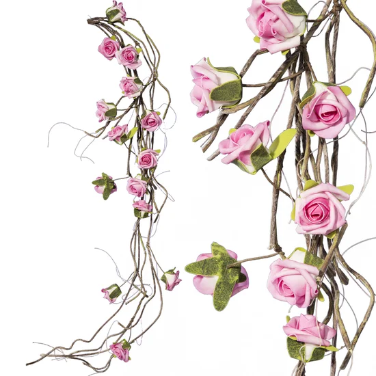 RÓŻA gałązka, kwiat sztuczny dekoracyjny z pianki foamiran - dł. 103 cm śr. kwiat 4 cm - różowy
