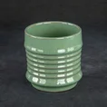 Donica ceramiczna SAMI minimalistyczna, o kształcie walca ze żłobieniami - ∅ 11 x 11 cm - zielony 1