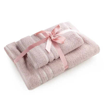 Komplet ręczników LOCA z bordiurą z tkanymi paskami Komplet ręczników LOCA z bordiurą z tkanymi paskami - 37 x 25 x 10 cm