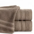 Ręcznik EMINA bawełniany z bordiurą podkreśloną klasycznymi paskami - 50 x 90 cm - brązowy 1