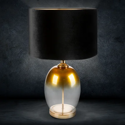Lampa stołowa KAJA z transparentnego cieniowanego szkła z błyszczącym welwetowym abażurem Lampa stołowa KAJA z transparentnego cieniowanego szkła z błyszczącym welwetowym abażurem - ∅ 40 x 70 cm