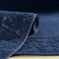 Dywanik łazienkowy NIKA z bawełny, dobrze chłonący wodę z geometrycznym wzorem wykończony błyszczącą nicią - 50 x 70 cm - granatowy 3