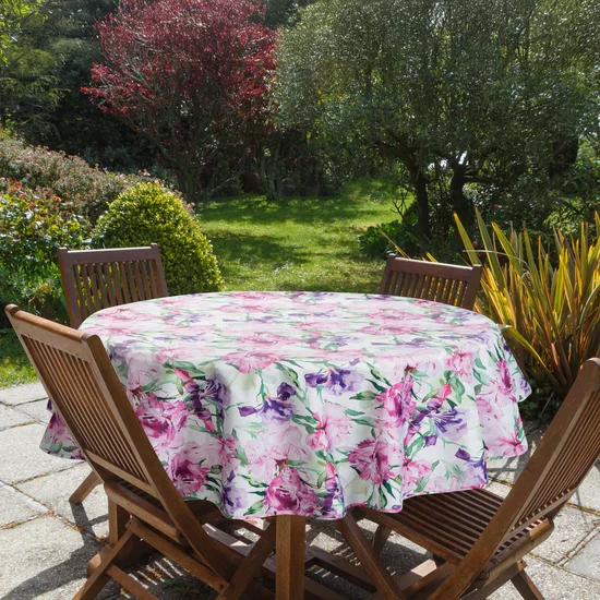 Okrągły obrus GARDEN na taras oraz balkon z wodoodpornej tkaniny - ∅ 150 cm - różowy