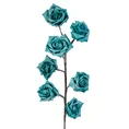 RÓŻA gałązka, kwiat sztuczny dekoracyjny z pianki foamiran - dł. 76 cm śr. kwiat 8 cm - turkusowy 1