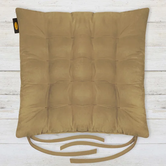 ADORE dwustronna welurowa poduszka siedziskowa na krzesło z szesnastoma pikowaniami, gramatura 195 g/m2 - 40 x 40 x 6 cm - jasnobrązowy