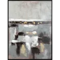 Obraz ILLUSION 3 abstrakcyjny ręcznie malowany na płótnie w czarnej ramce - 60 x 80 cm - stalowy 1