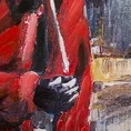 Obraz LADY ręcznie malowany na płótnie - 60 x 90 cm - czerwony 2